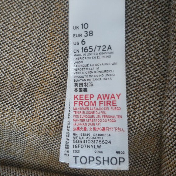 Topshop Womens' Plaid Pants, Flare Leg, Elastic Waist; Yellow/Black/White Sz 6 - Picture 8 of 10